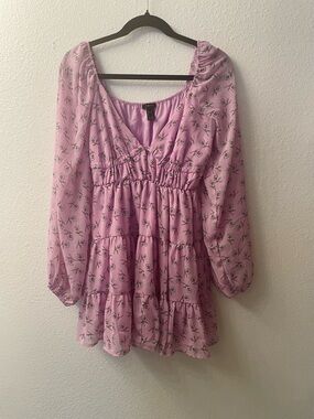 Lavender Floral Mini Dress